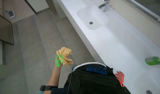 Wiping bathroom mirrors: egocentric robotics sample