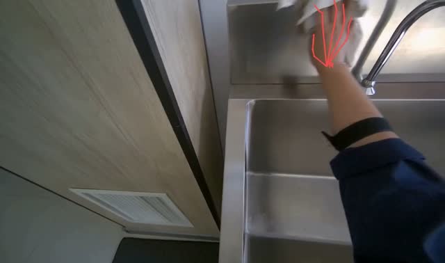 Wiping stainless steel sink: egocentric robotics sample