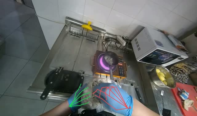 Adding product to boiling water and storing in refrigerator: egocentric robotics sample