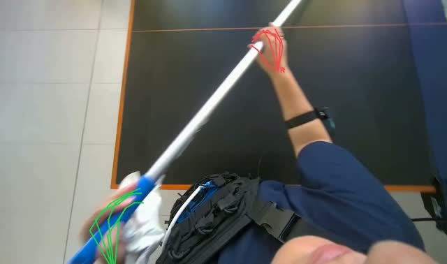 Cleaning ping pong table with long-handled tool: egocentric robotics sample