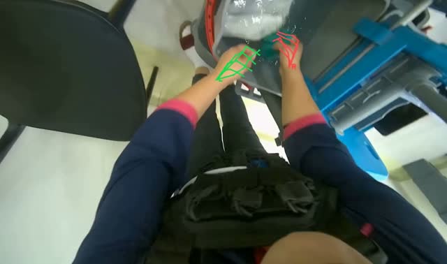 Preparing mop and cloths in bucket: egocentric robotics sample