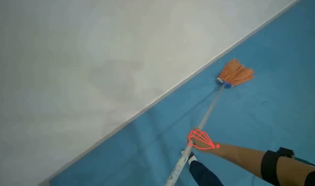 Mopping gymnasium floor edge: egocentric robotics sample
