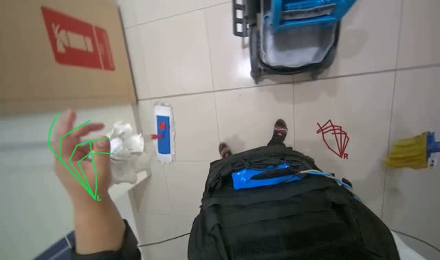 Mopping floor with string mop: egocentric robotics sample