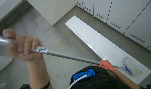 Mopping locker room surfaces: egocentric robotics sample