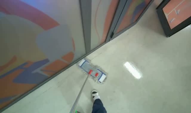 Mopping office floor: egocentric robotics sample
