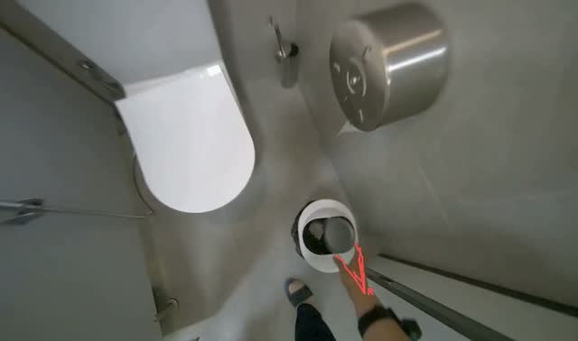 Emptying restroom trash bins: egocentric robotics sample