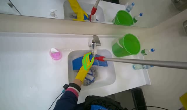 Washing mop head in sink: egocentric robotics sample