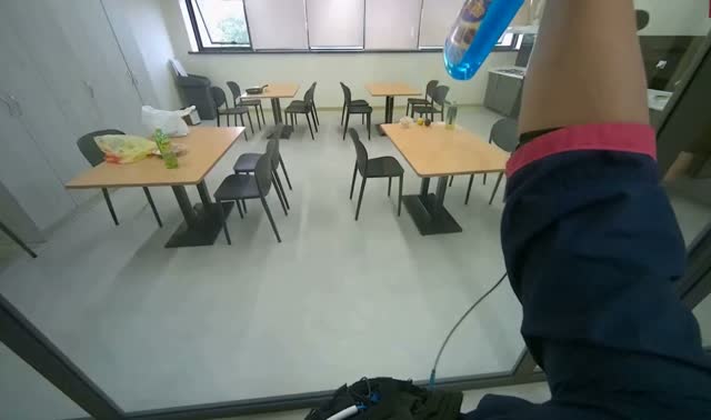 Spraying cleaner on glass partition: egocentric robotics sample