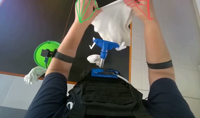 Attaching cloth to mop head: egocentric robotics sample