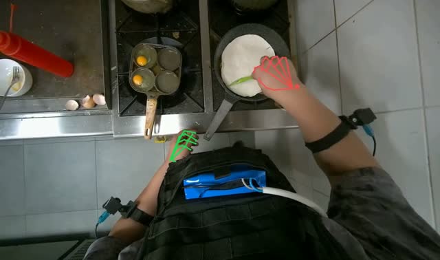 Cooking tortilla in pan: egocentric robotics sample