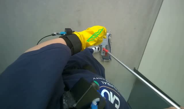 Attaching mop cloth to mop: egocentric robotics sample