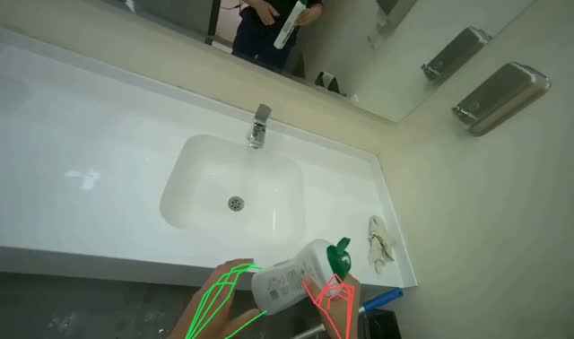 Mopping bathroom floor: egocentric robotics sample
