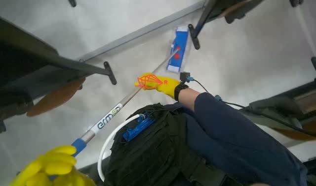Mopping floor with flat mop: egocentric robotics sample