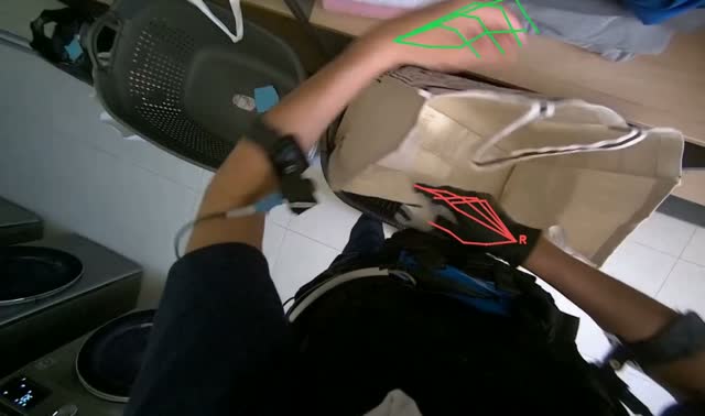 Packing folded clothes into bag: egocentric robotics sample