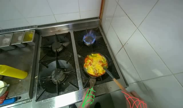 Cooking egg and vegetable mixture: egocentric robotics sample
