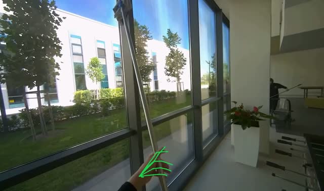Wiping large windows: egocentric robotics sample