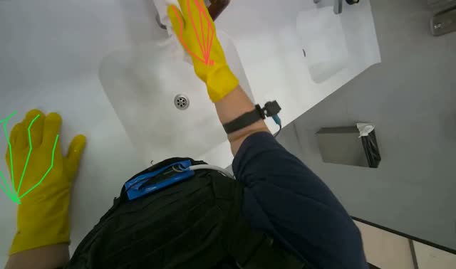 Wiping restroom surfaces: egocentric robotics sample