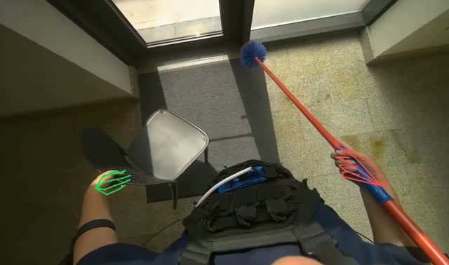 Dusting glass door frames: egocentric robotics sample