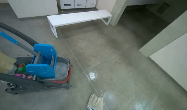 Mopping changing room floor: egocentric robotics sample