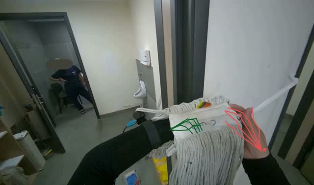 Attaching mop head to handle: egocentric robotics sample