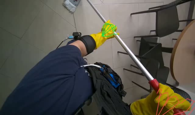Mopping cafeteria floor: egocentric robotics sample
