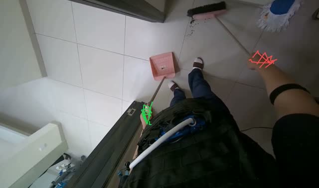 Sweeping floor with broom: egocentric robotics sample