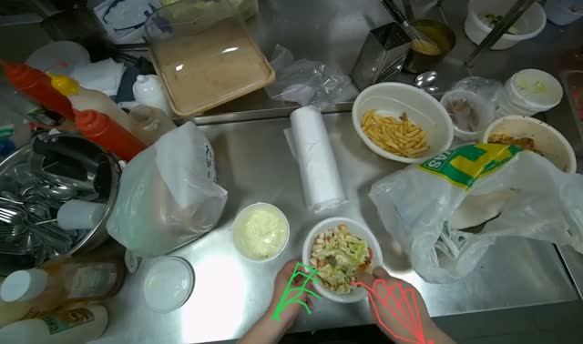Preparing salad in bowl: egocentric robotics sample