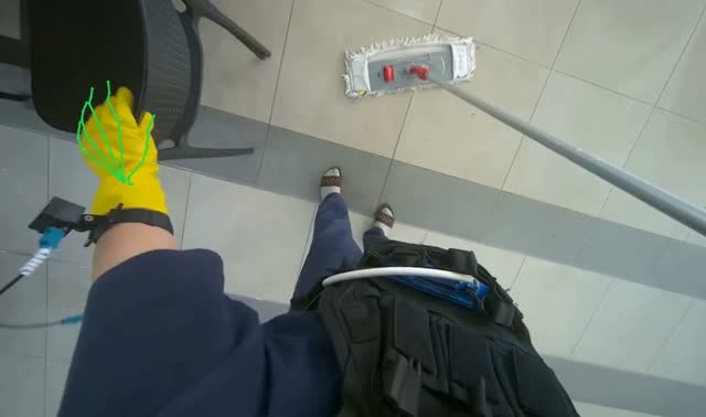 Mopping cafeteria floor: egocentric robotics sample