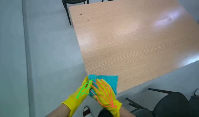 Wiping wooden table: egocentric robotics sample
