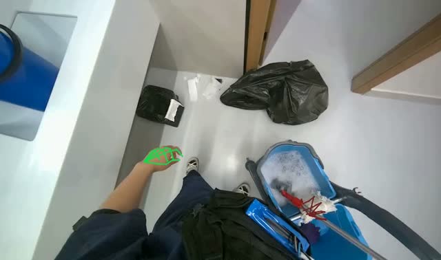 Preparing cleaning supplies and collecting trash: egocentric robotics sample
