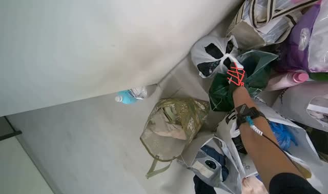Organizing bags on floor: egocentric robotics sample