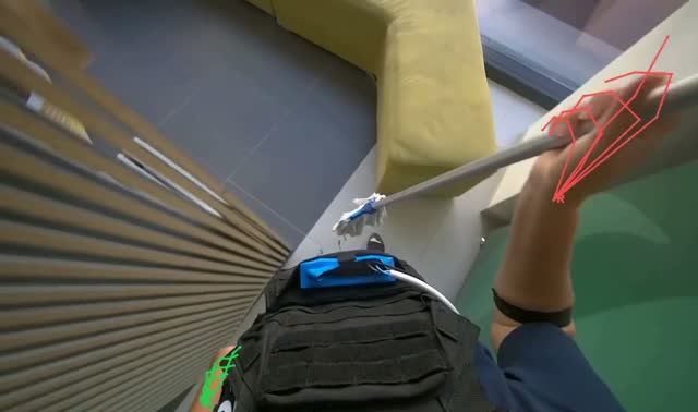 Cleaning glass windows with mop: egocentric robotics sample