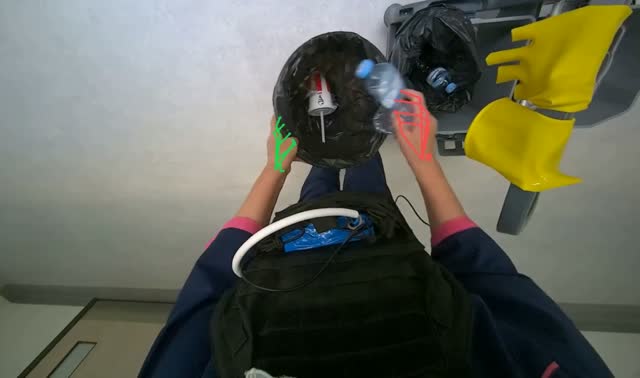 Collecting plastic trash from bins: egocentric robotics sample