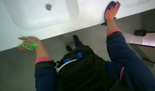 Cleaning sink counter and sinks: egocentric robotics sample