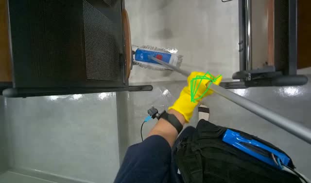 Mopping lecture hall floor: egocentric robotics sample
