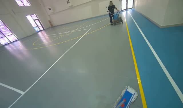 Mopping gymnasium floor: egocentric robotics sample