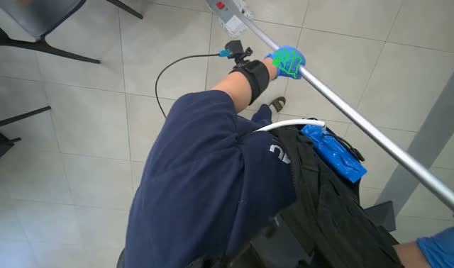 Mopping floor with cleaning cart: egocentric robotics sample