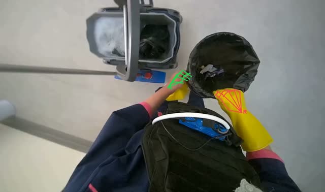Emptying and relining trash bins: egocentric robotics sample