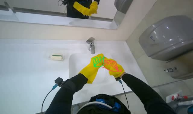 Cleaning bathroom sinks: egocentric robotics sample