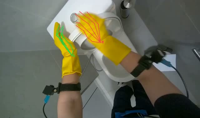 Cleaning toilet bowl and exterior: egocentric robotics sample