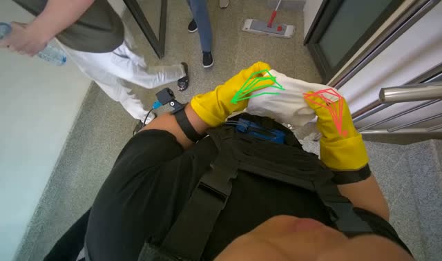 Wiping staircase handrail: egocentric robotics sample