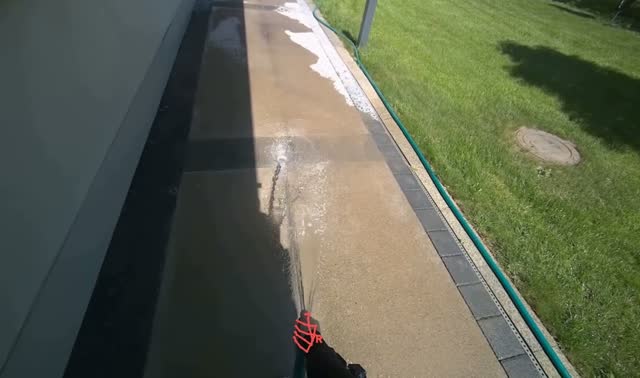 Spraying water on sidewalk: egocentric robotics sample