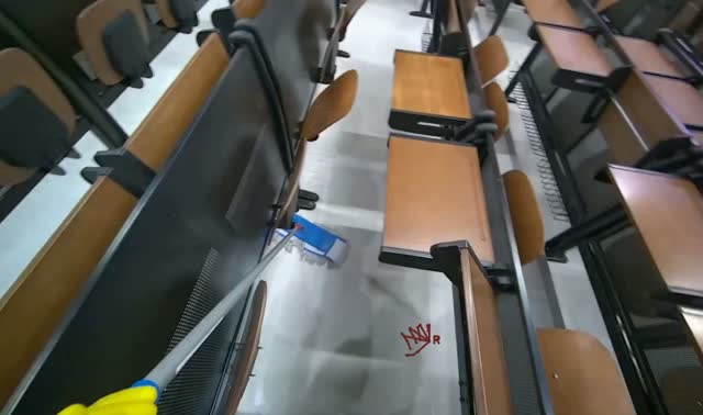 Mopping lecture hall floor: egocentric robotics sample
