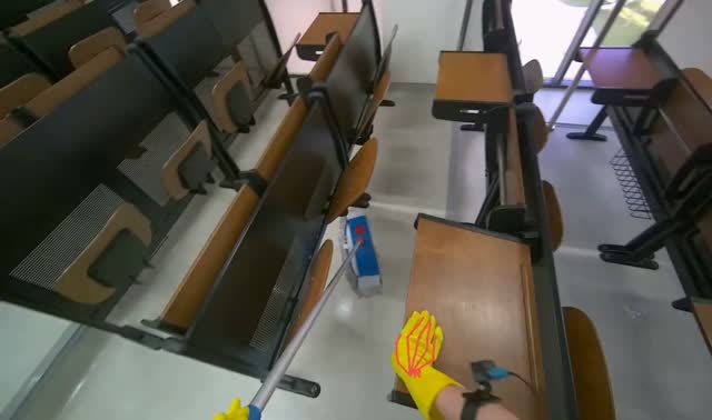 Mopping classroom floor: egocentric robotics sample