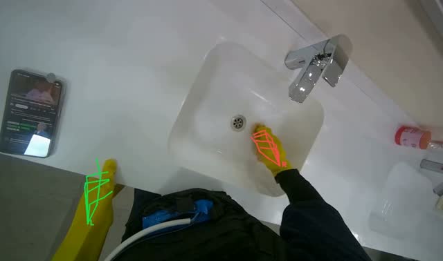 Cleaning bathroom sinks and countertop: egocentric robotics sample