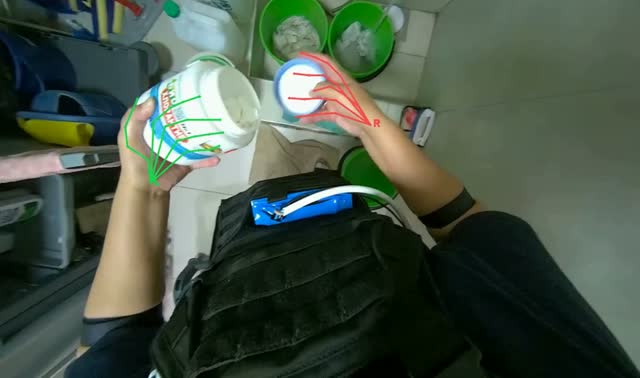 Preparing cleaning solution in buckets: egocentric robotics sample