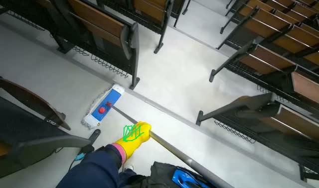 Mopping lecture hall floor: egocentric robotics sample