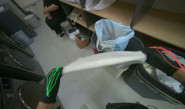 Packing folded laundry into bag: egocentric robotics sample