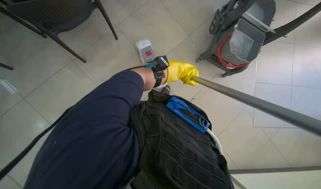 Mopping cafeteria floor: egocentric robotics sample