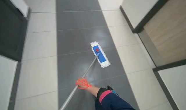 Mopping hallway floor: egocentric robotics sample